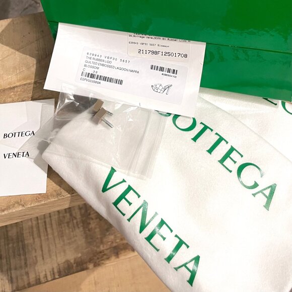 Bottega Veneta Blossom Pink Leather The Rubber Lido Heeled Sandals - Picture 11 of 11